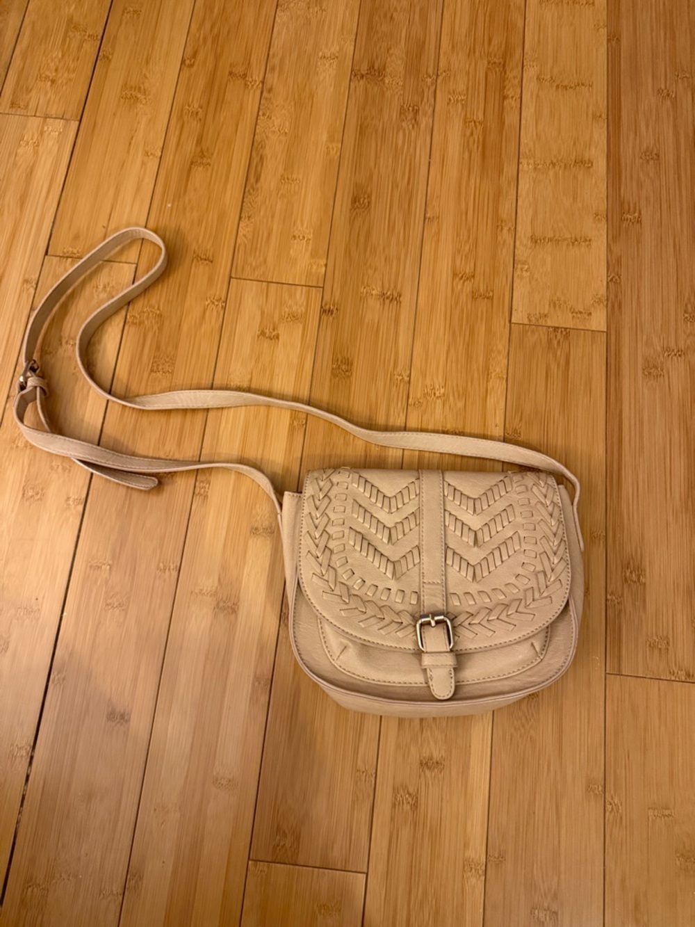 Beige Woven Crossbody Bag - Women